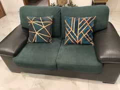 Emerald green and black sofa set