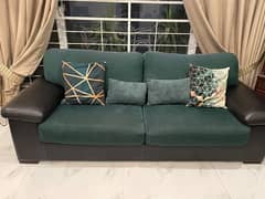 Emerald green and black sofa set