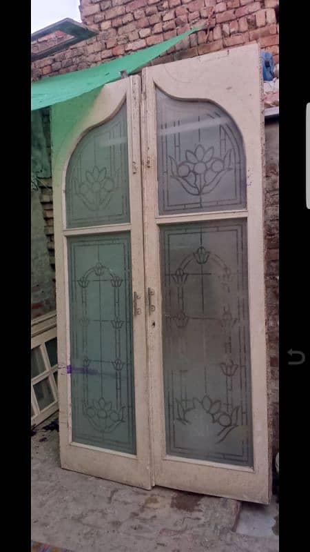 diyar doors 8 ft×5ft,3 pcs,with stained glass 1