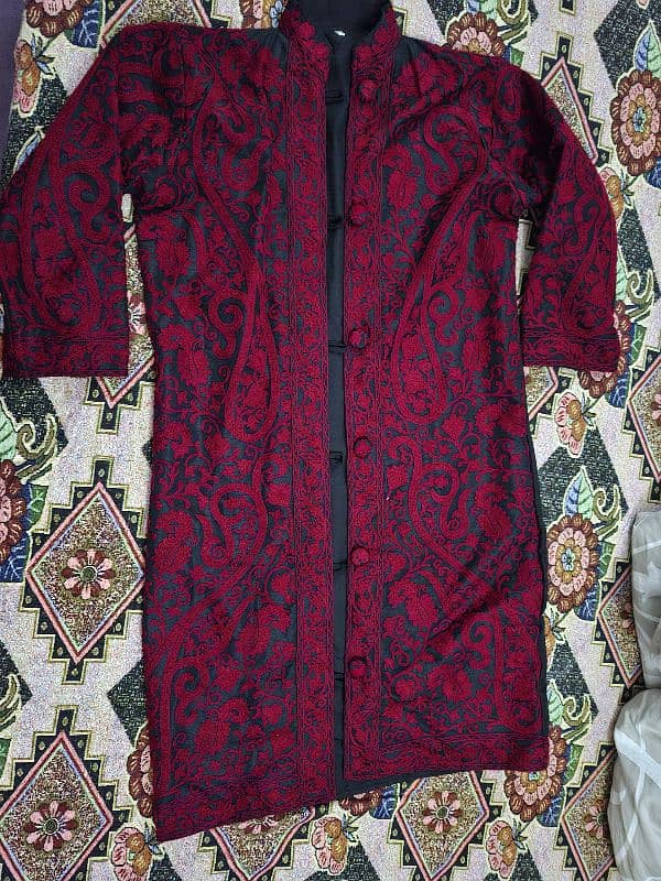 kashmiri embroidered long open shirts 2