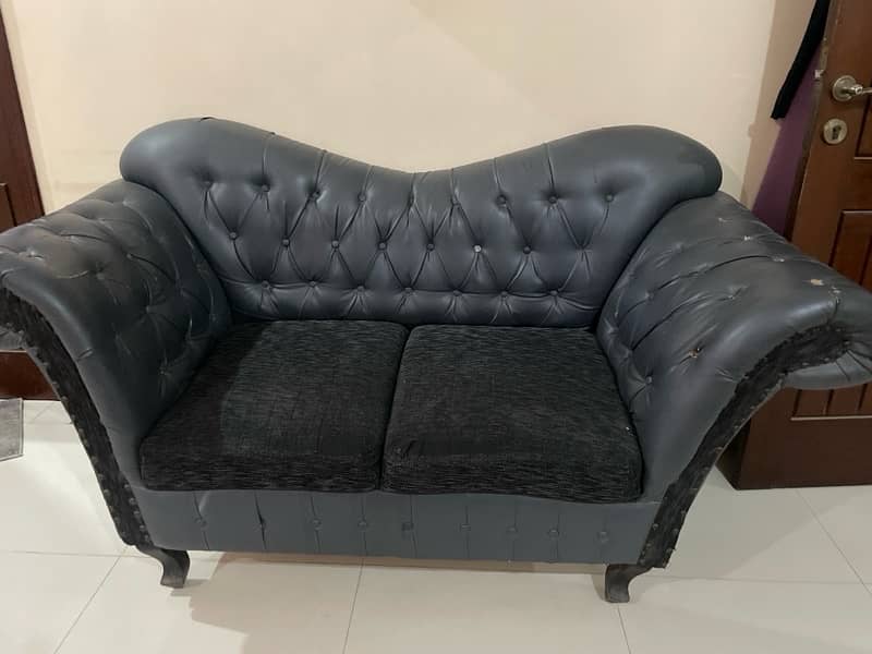 2 seater leather sofa - grey 0