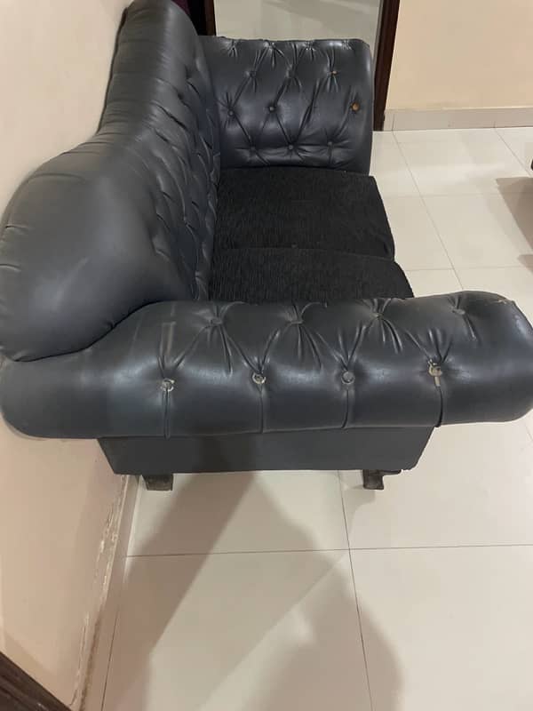 2 seater leather sofa - grey 1