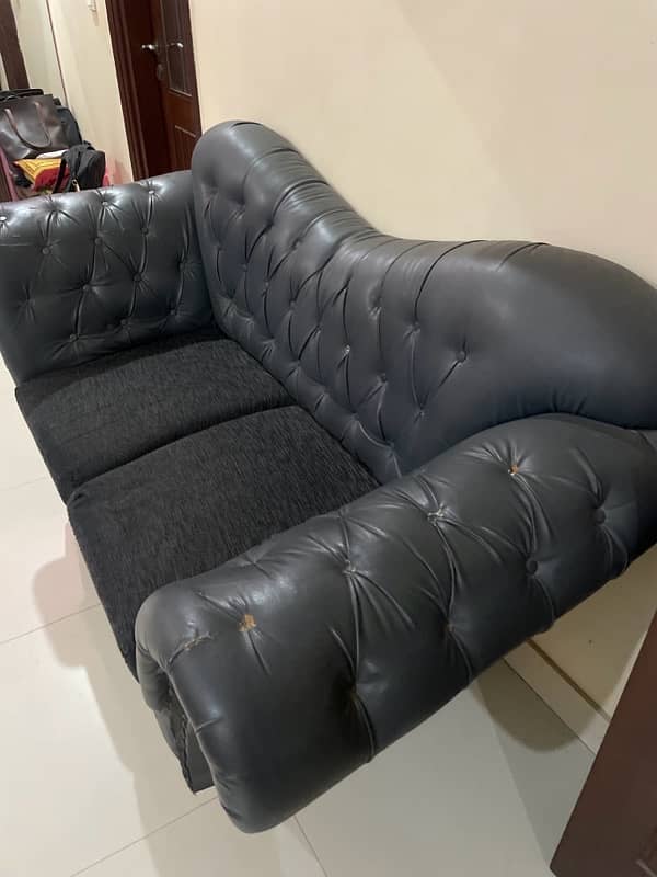 2 seater leather sofa - grey 2