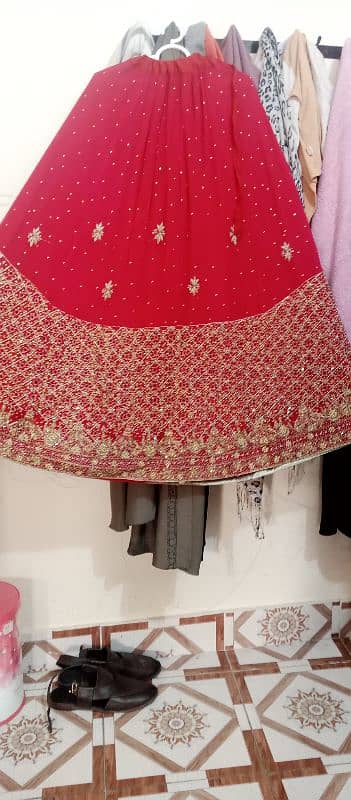 Red cut work lehnga 1