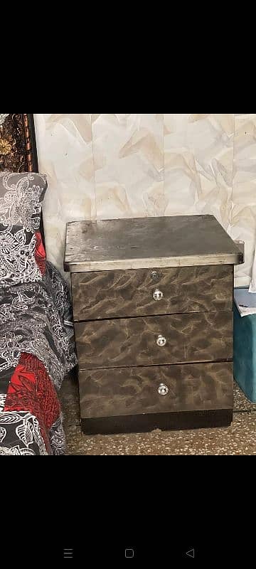 Double Bed for urgent sale with metress and side tables 1