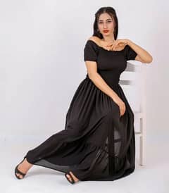 Black Smock Long Dress for Girls And Women's (girls Long Maxi)