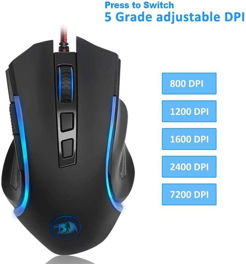 Redragon M607 GRIFFIN RGB 7200 DPI Gaming Mouse In Black 8