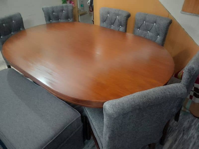 Pure wooden dining table with sofa chairs 2