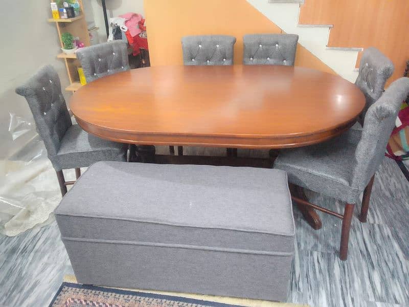 Pure wooden dining table with sofa chairs 3