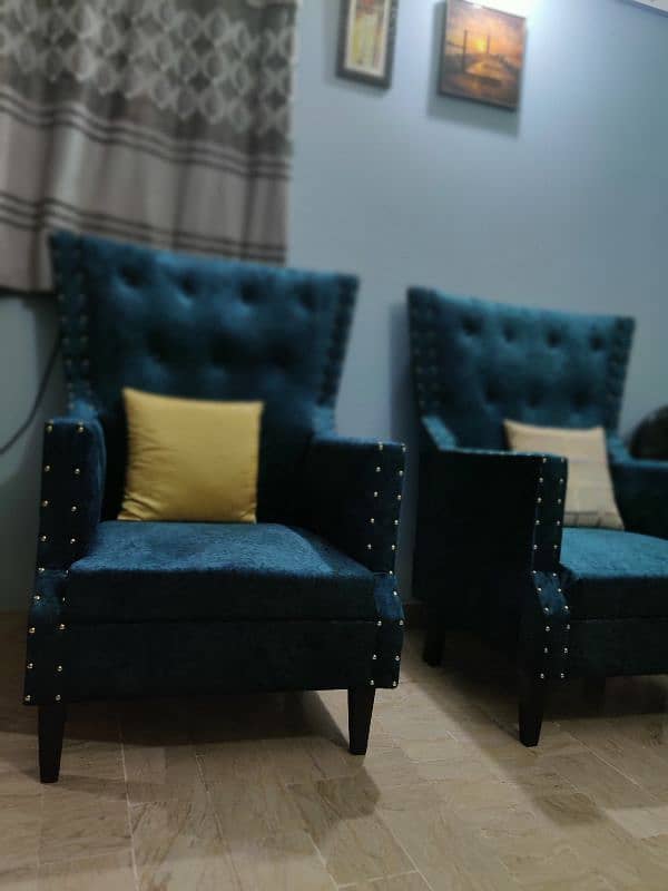 Brand New Turquoise Sofa Chairs Pair (Set of 2) - Luxury & Comfortable 3