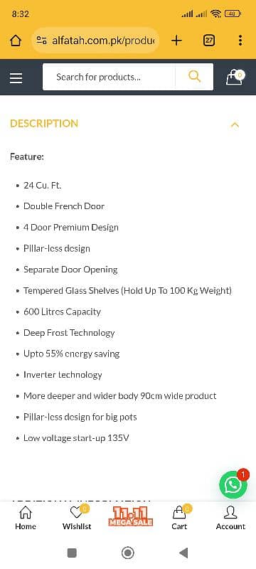 Dawlance Glass Door | 4 French Doors | Inverter | 24 cbft 11