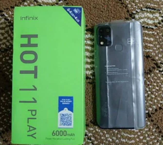 INFINIX HOT 11 PLAY. . 4GB/64GB. . 6000 MAH BATRY PTA AROVED WITH BOX 6