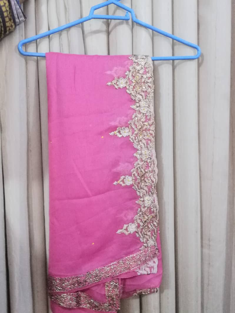 Preloved Tea Pink Color Sharara heavy embroidered shirt inner dupatta 5