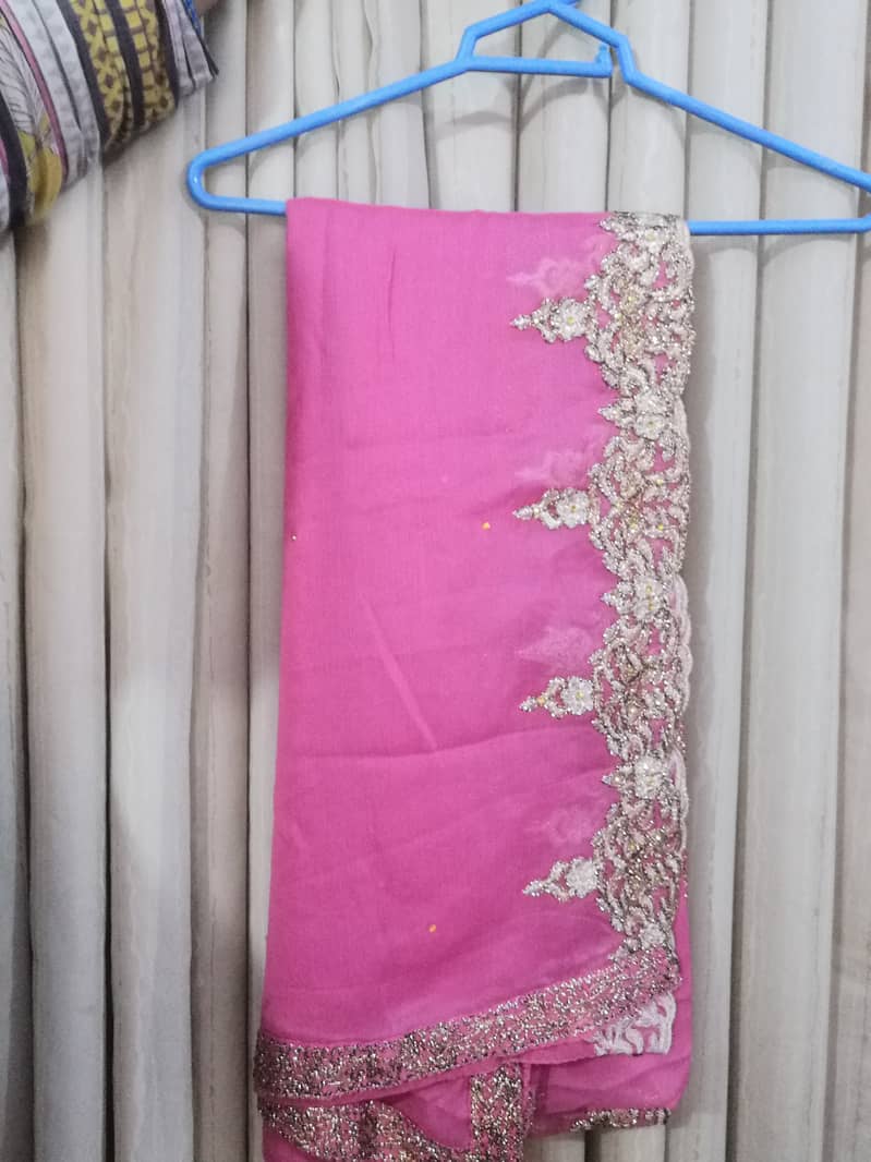 Preloved Tea Pink Color Sharara heavy embroidered shirt inner dupatta 6