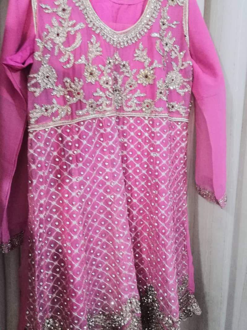 Preloved Tea Pink Color Sharara heavy embroidered shirt inner dupatta 12