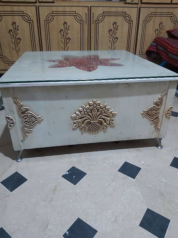 Centre Wooden Table with glass 2