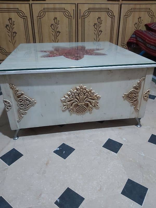 Centre Wooden Table with glass 4