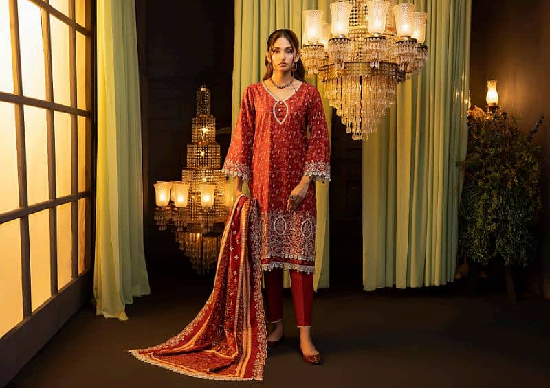 "Elegance Redefined: 3-Piece Unstitched Zohra Suit by MOTIFZ" 1