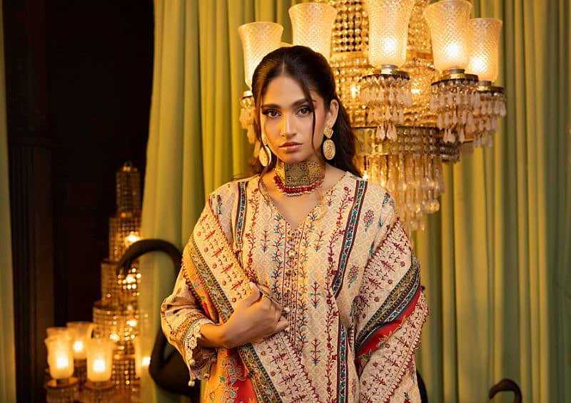 "Elegance Redefined: 3-Piece Unstitched Zohra Suit by MOTIFZ" 10