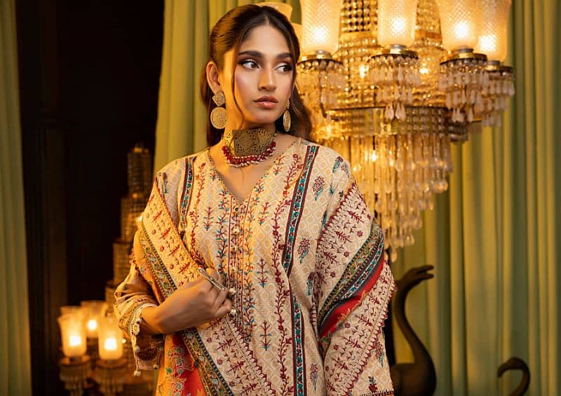 "Elegance Redefined: 3-Piece Unstitched Zohra Suit by MOTIFZ" 11