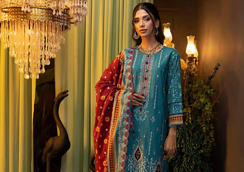 "Elegance Redefined: 3-Piece Unstitched Zohra Suit by MOTIFZ" 12