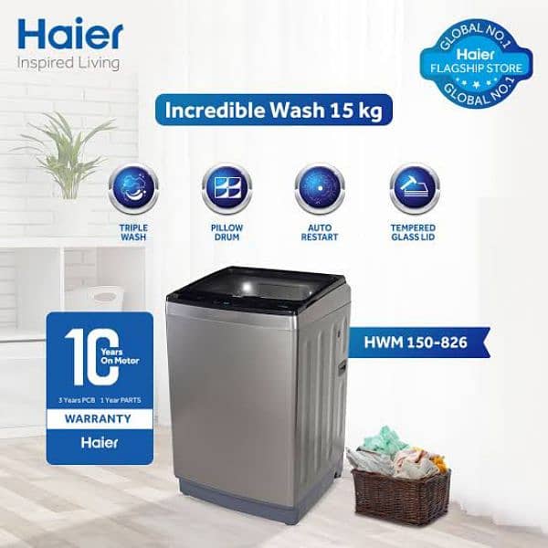 HWM 150-826 - Haier Washing Machine -15 kg Top Loading Fully Automatic 0