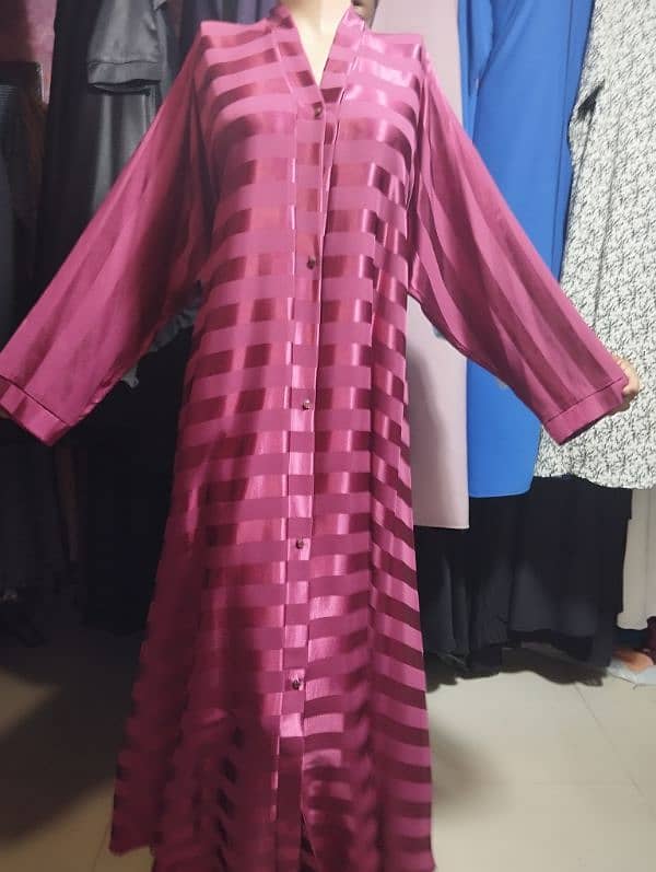 Front Open Dubai Arabi Style Silk Abaya 5