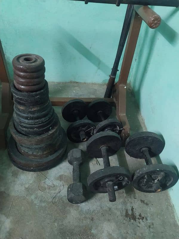 Bench Press, Flying Press, Push up, Curling, dumbbells, Rods, weight 3