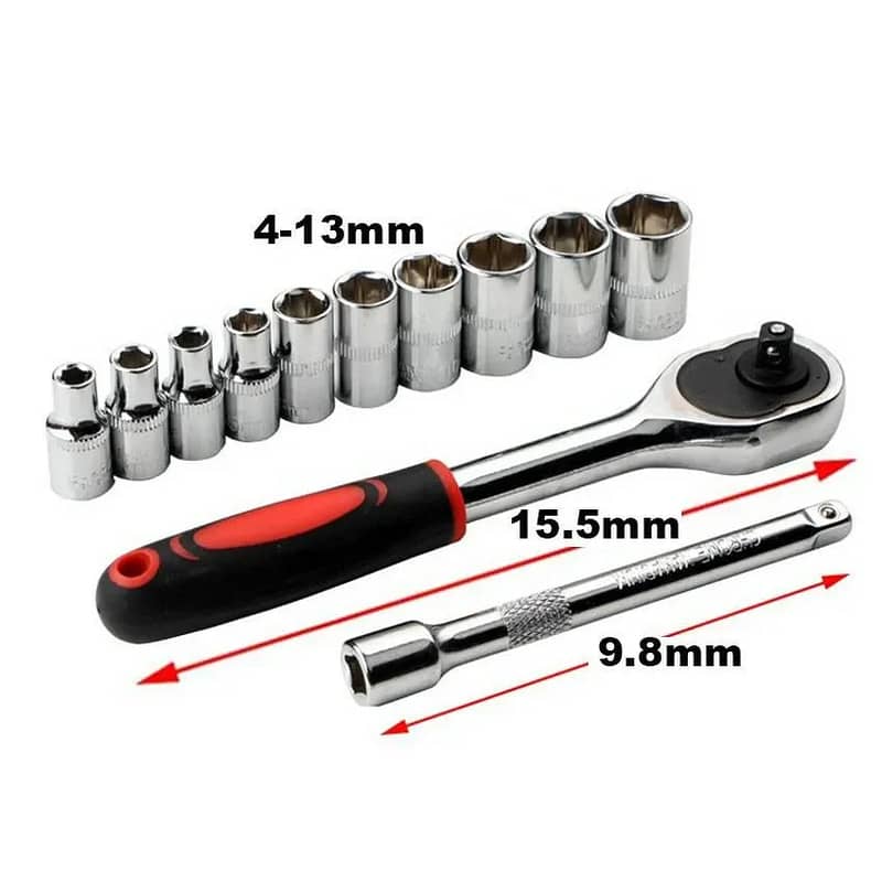 12pcs 1/2-Inch Socket Wrench Set Drive Ratchet Wrench 10