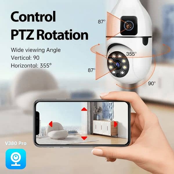 Bulb WIFI Dual 2 Lens Camera | WIFI smart camera v380 Pro 2