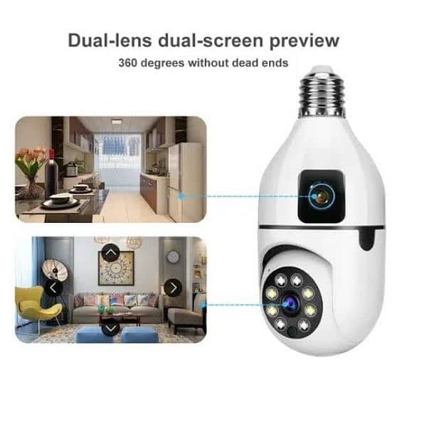 Bulb WIFI Dual 2 Lens Camera | WIFI smart camera v380 Pro 3