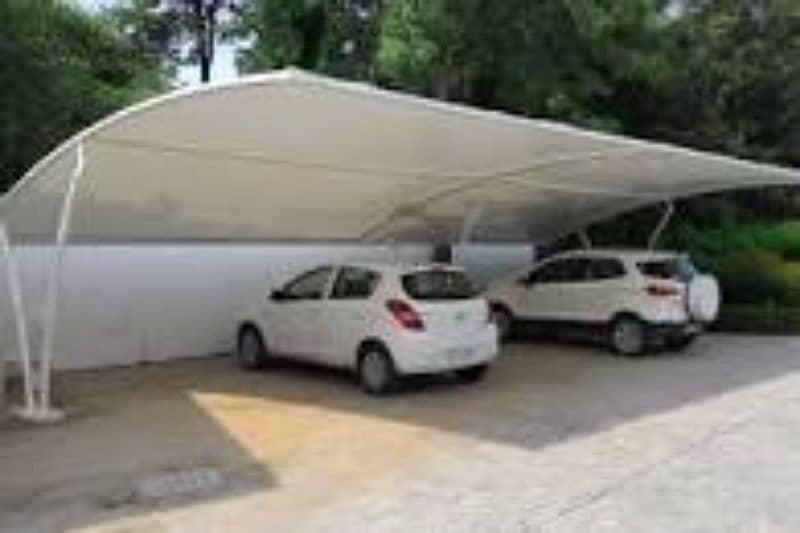 Heat Protection tensile fabric: car parking shade | az roofing 2