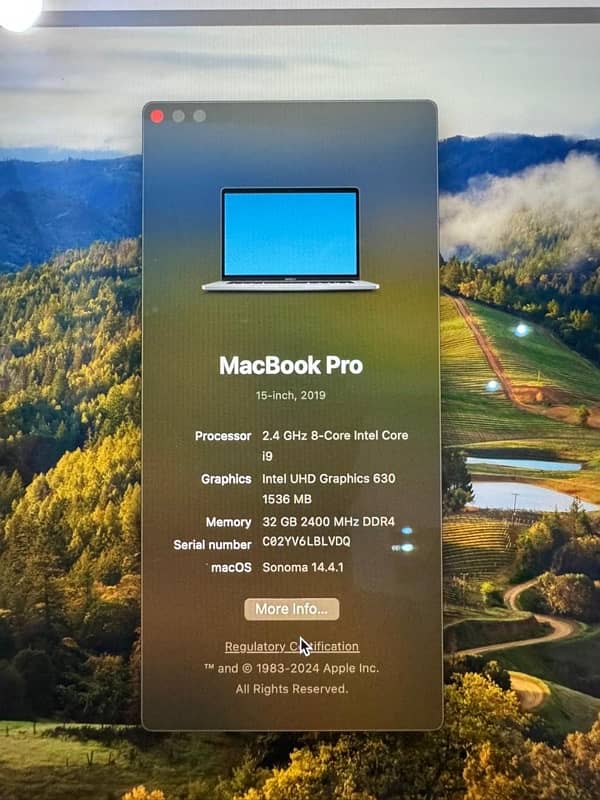 mac book pro 2019 32gb/512gb 2