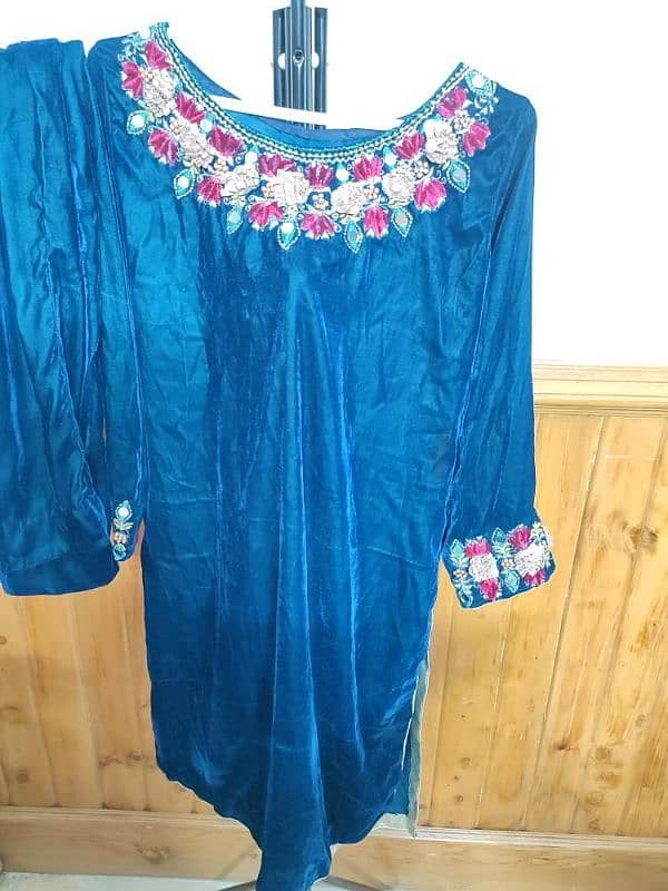 2pc New Velvet Embroiderd dress 1