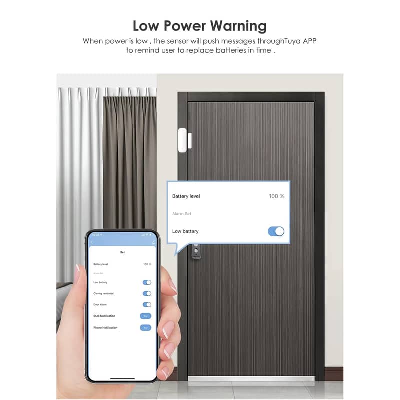 Tuya wifi door sensor smartlife app window drawer sensor get alert 3