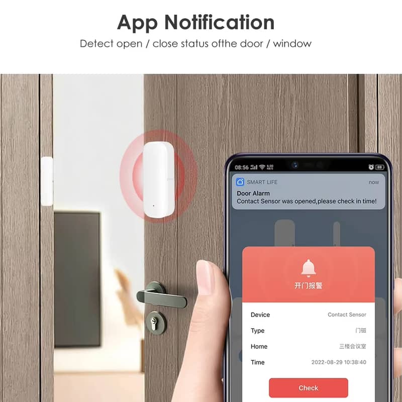 Tuya wifi door sensor smartlife app window drawer sensor get alert 8