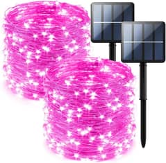 300LED Pink Solar String Lights, Copper Wire 8 Modes Solar Fairy Light