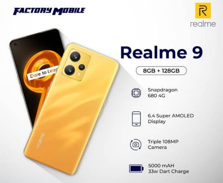 Realme 9 10/10 condition complete box pack with original charger 33wat 2