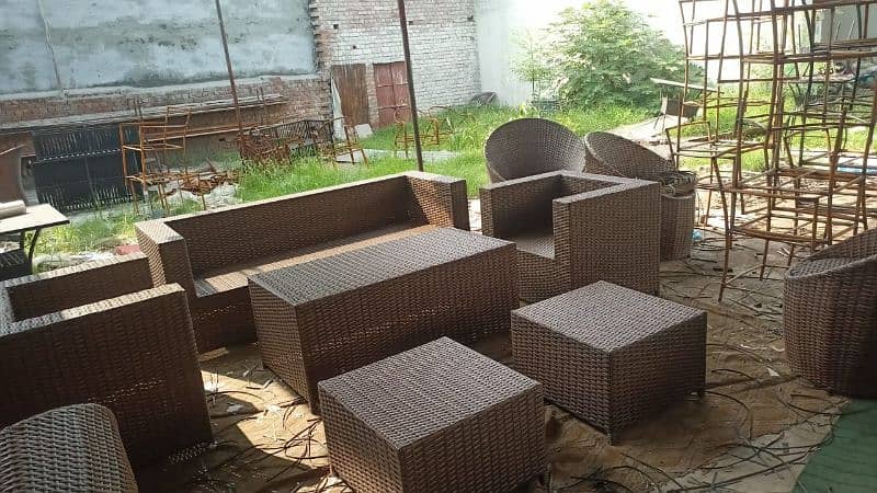 OUTDOOR GARDEN RATTAN UPVC FURNITURE SOFA SET CHAIRS TABLE UMBRELLA 12