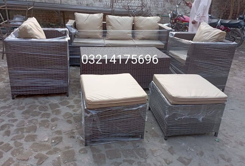 OUTDOOR GARDEN RATTAN UPVC FURNITURE SOFA SET CHAIRS TABLE UMBRELLA 16