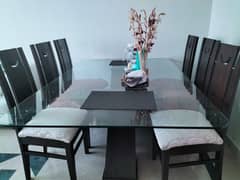 Glass top custom made dining table for sale