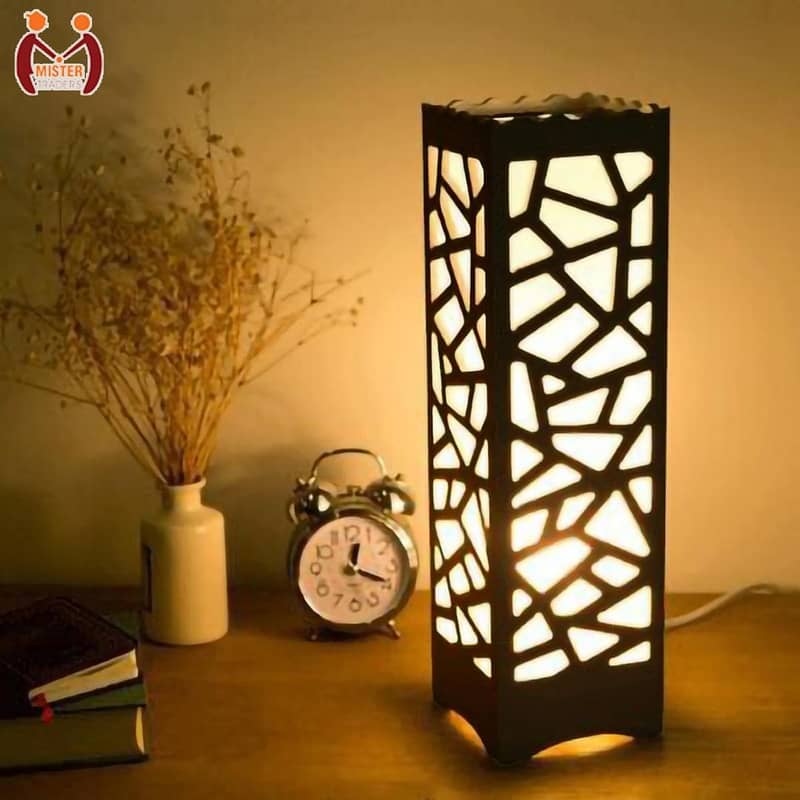 Wooden Table Side Lamp with Laser Cutting 1