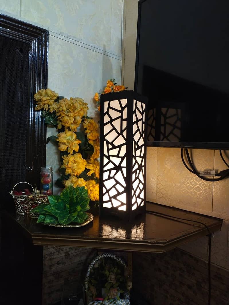 Wooden Table Side Lamp with Laser Cutting 4