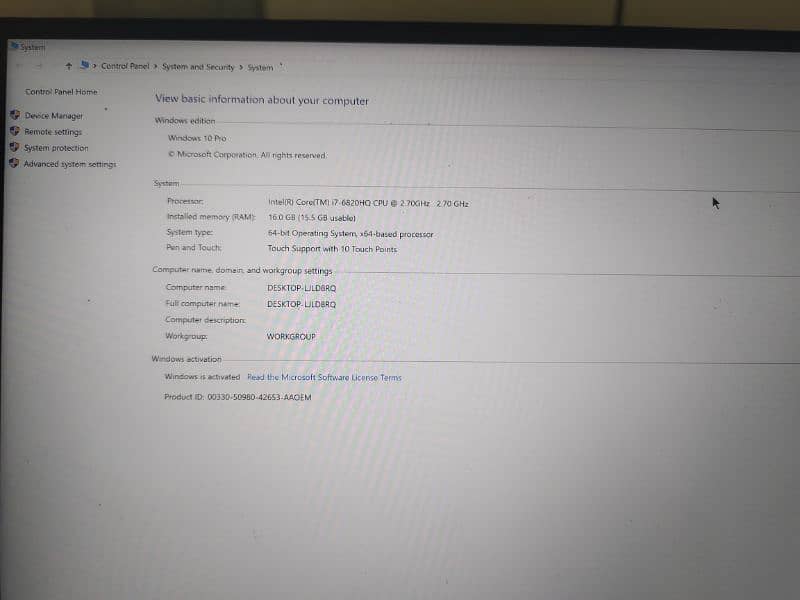 Dell precision 5520 i7 6Gen HQ 5