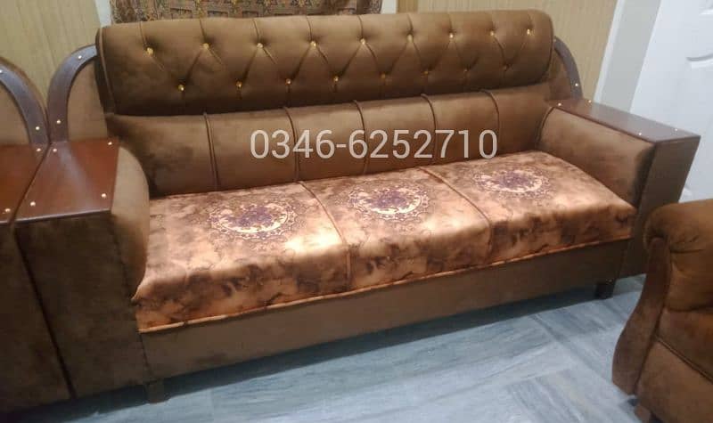 Sofa Set 6 Seater Brand New Brown Print Velvet King Size 1