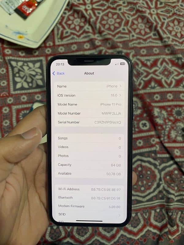 Iphone 11 pro 64 GB PTA approved 8