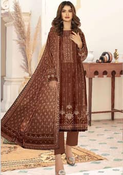 Amna B. 3 Piece unstitched printed Lawn