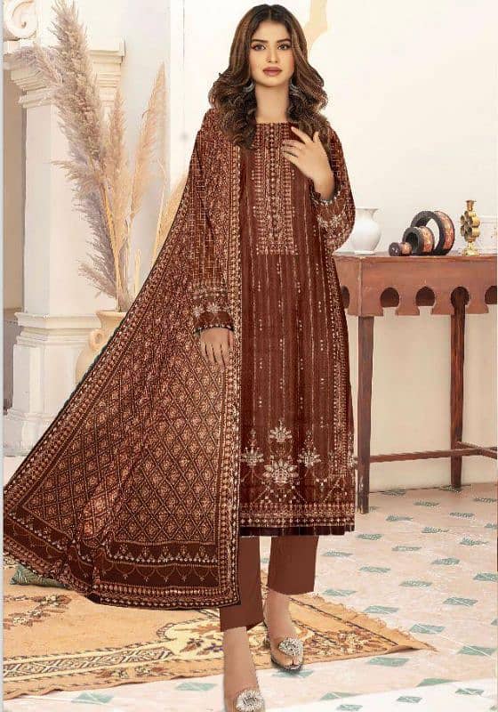 Amna B. 3 Piece unstitched printed Lawn 0