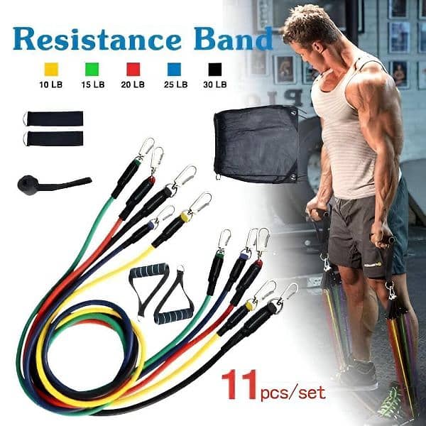 Gym Exercise Professional Resistance 11 Bands set with Box 0