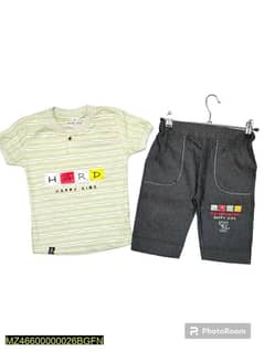 2 pcs kids shirt and short for boys-grey -size:small,medium ,large